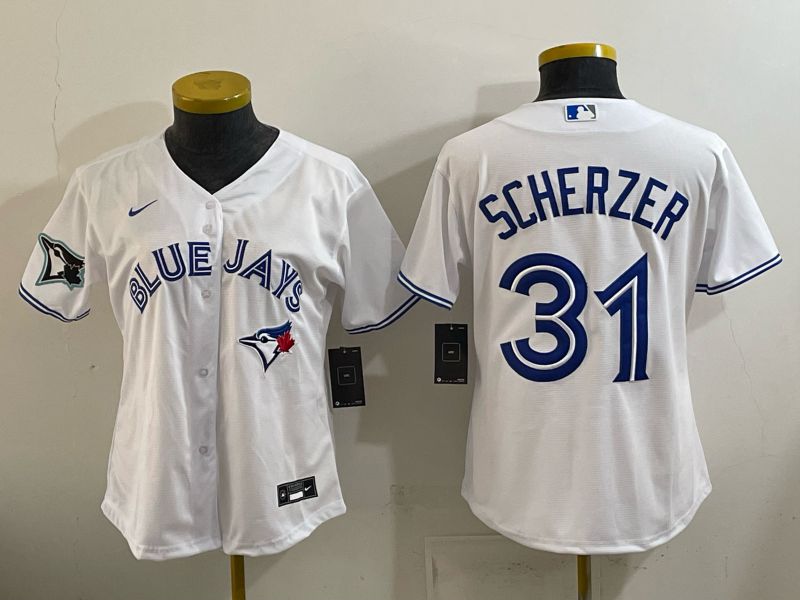 Women 2026 Nike Toronto Blue Jays #31 Scherzer White Game MLB Jersey 08